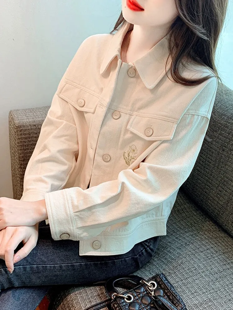 Retro women's small fragrance jacket women's spring and autumn 2024 new loose casual embroidered spring short top