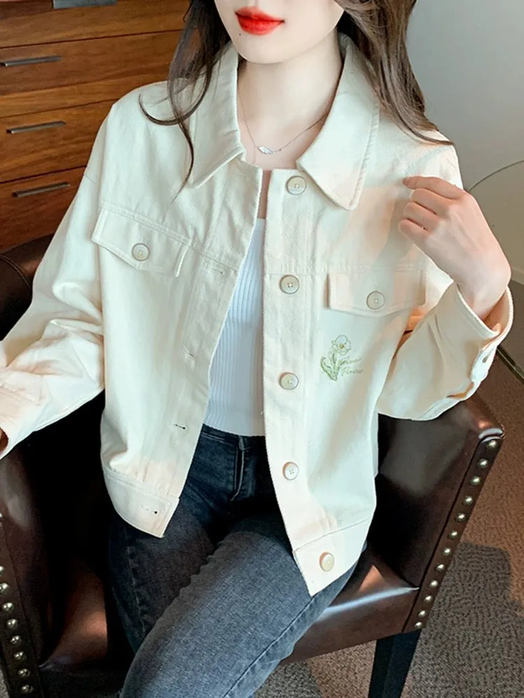 Retro women's small fragrance jacket women's spring and autumn 2024 new loose casual embroidered spring short top