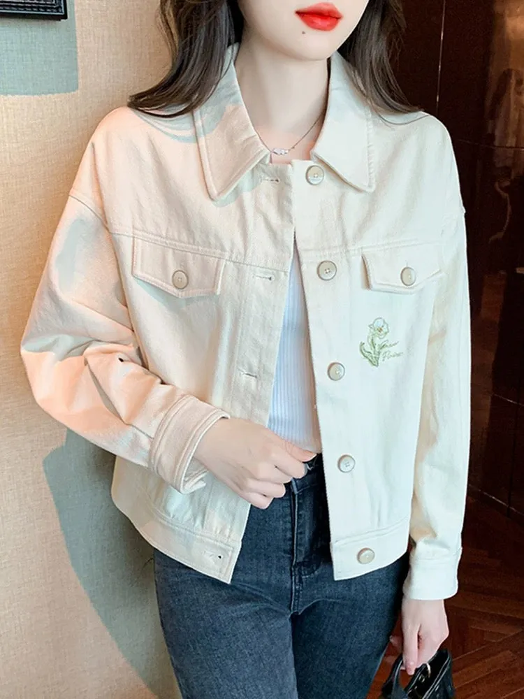 Retro women's small fragrance jacket women's spring and autumn 2024 new loose casual embroidered spring short top