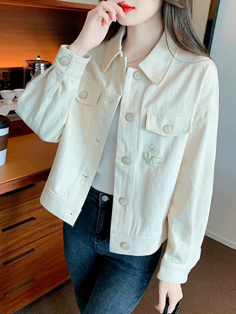 Retro women's small fragrance jacket women's spring and autumn 2024 new loose casual embroidered spring short top