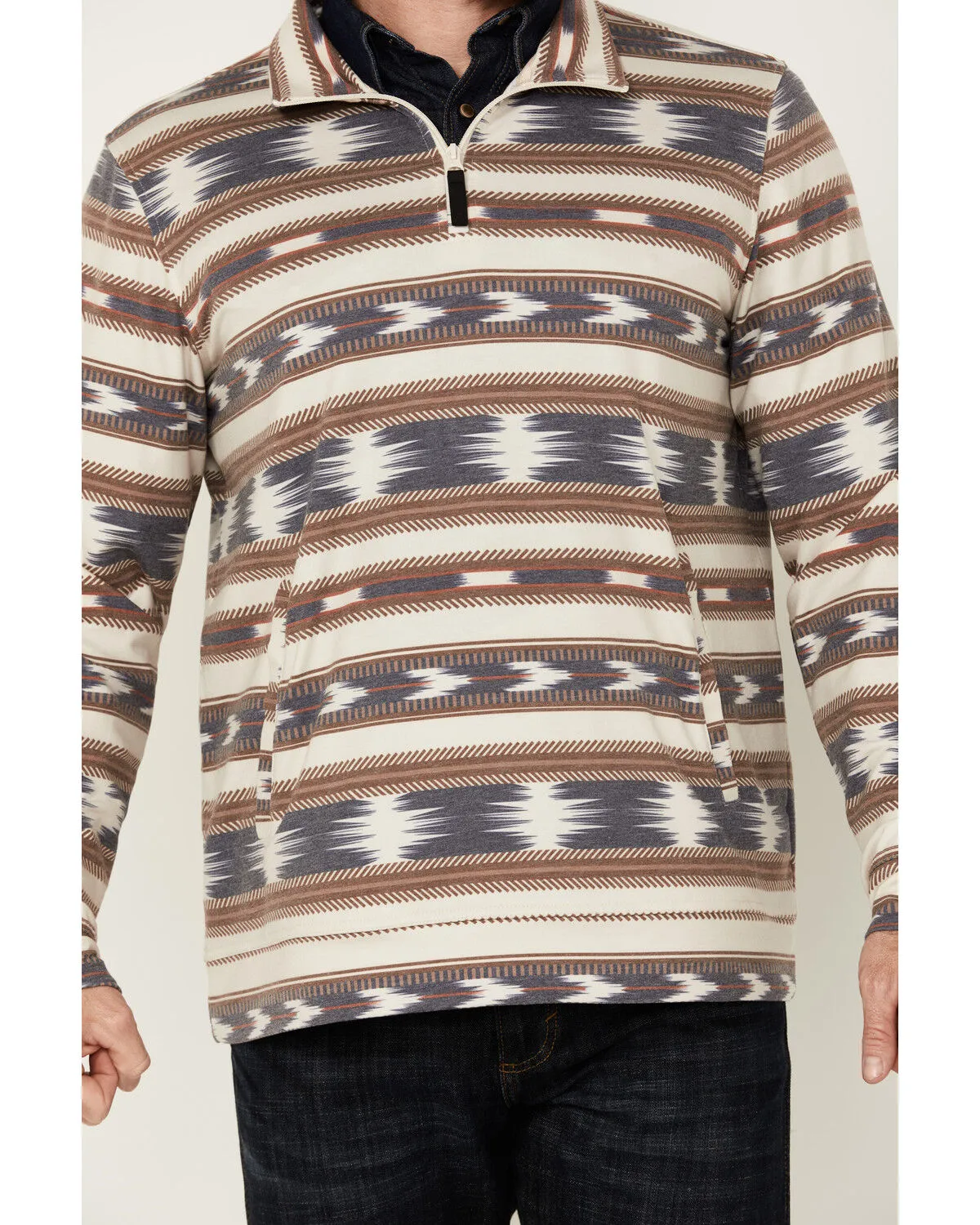 Rock & Roll Denim Men's Striped 1/4 Zip Pullover