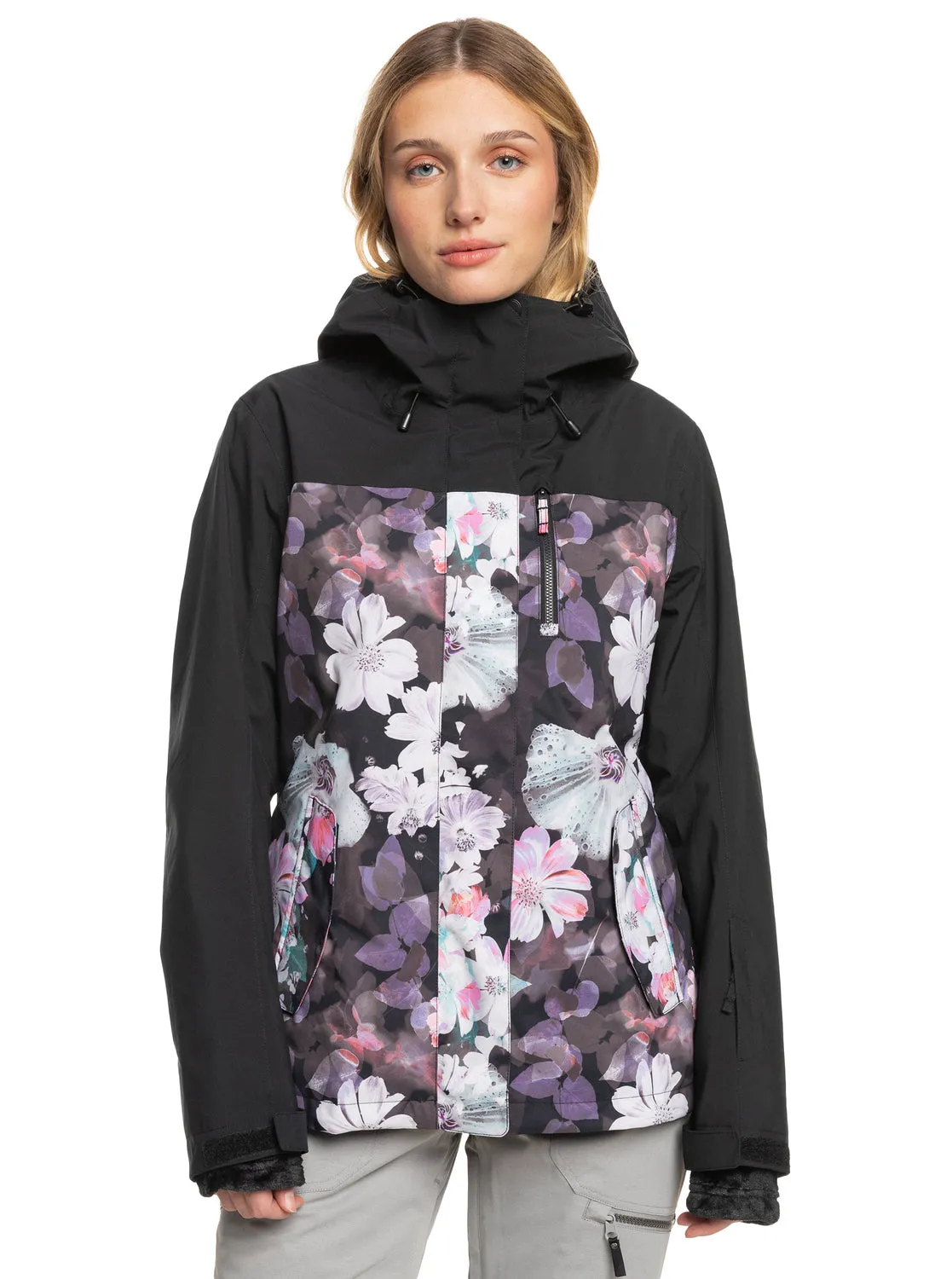 Roxy Jetty 3-In-1 Technical Snow Jacket - True Black Blurry Flower