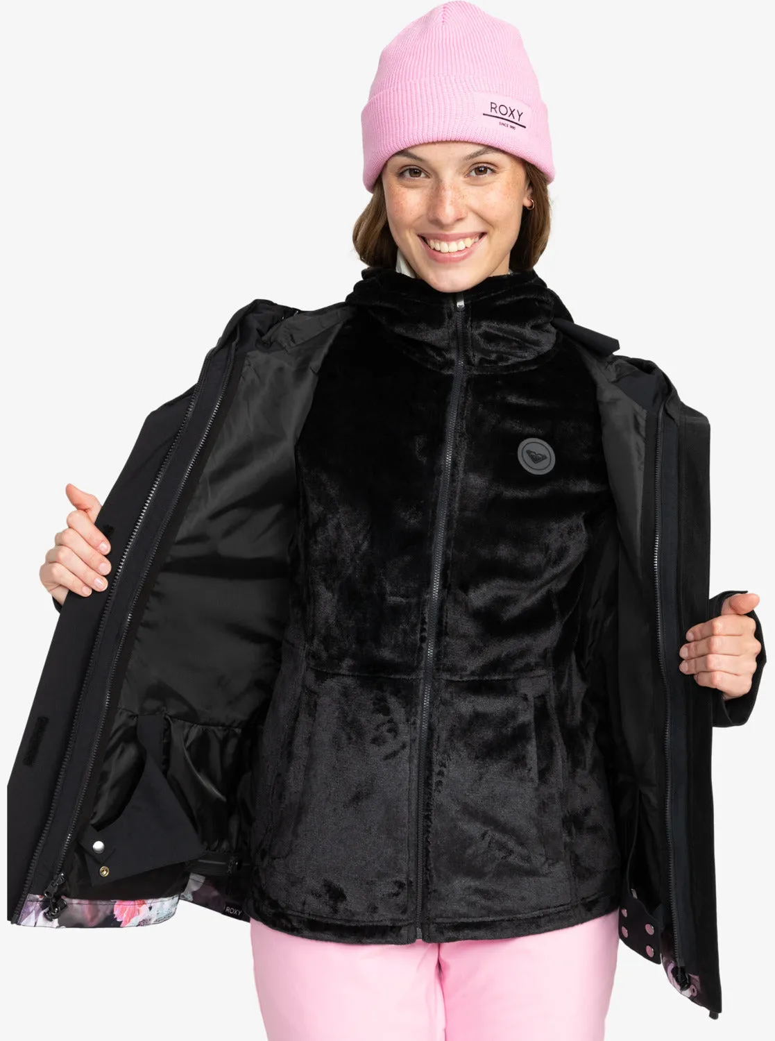 Roxy Jetty 3-In-1 Technical Snow Jacket - True Black Blurry Flower