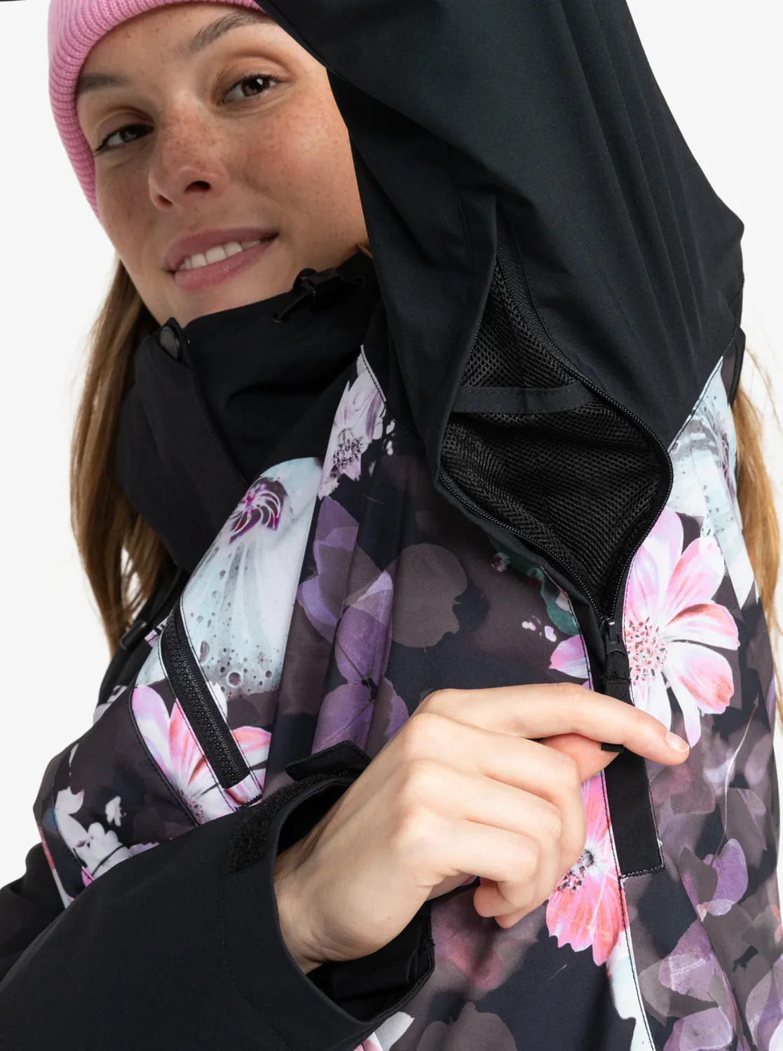 Roxy Jetty 3-In-1 Technical Snow Jacket - True Black Blurry Flower