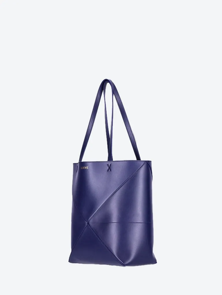 Shiny leather puzzle fold tote medi