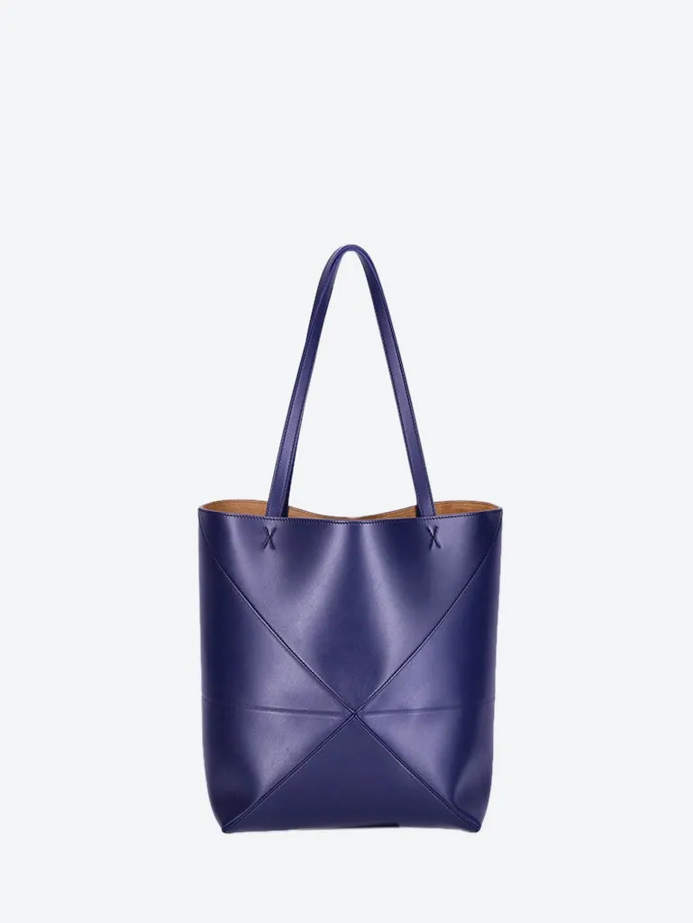 Shiny leather puzzle fold tote medi