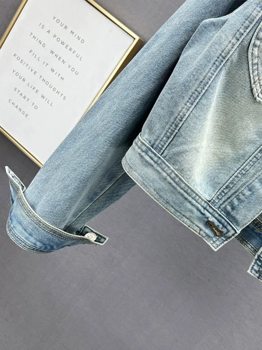 Short denim jacket for women 2024 spring new small slim slim ins Hong Kong style jacket trendy