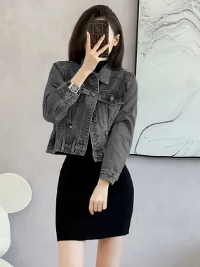 Short denim jacket spring women's 2024 new women's clothing temperament petite top design niche early spring