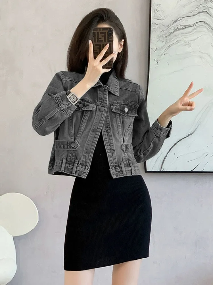 Short denim jacket spring women's 2024 new women's clothing temperament petite top design niche early spring