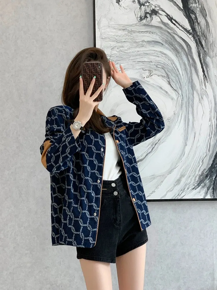 Spring and Autumn high-end denim jacket for women Spring and Autumn 2024 new temperament retro Hong Kong style petite shirt top