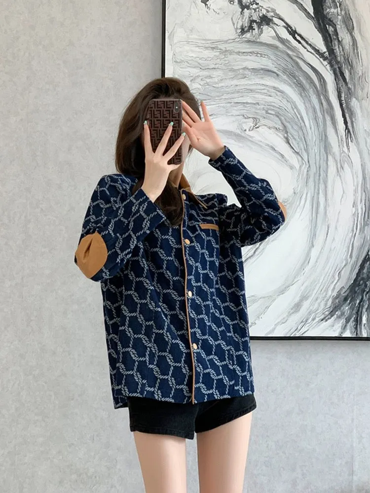 Spring and Autumn high-end denim jacket for women Spring and Autumn 2024 new temperament retro Hong Kong style petite shirt top