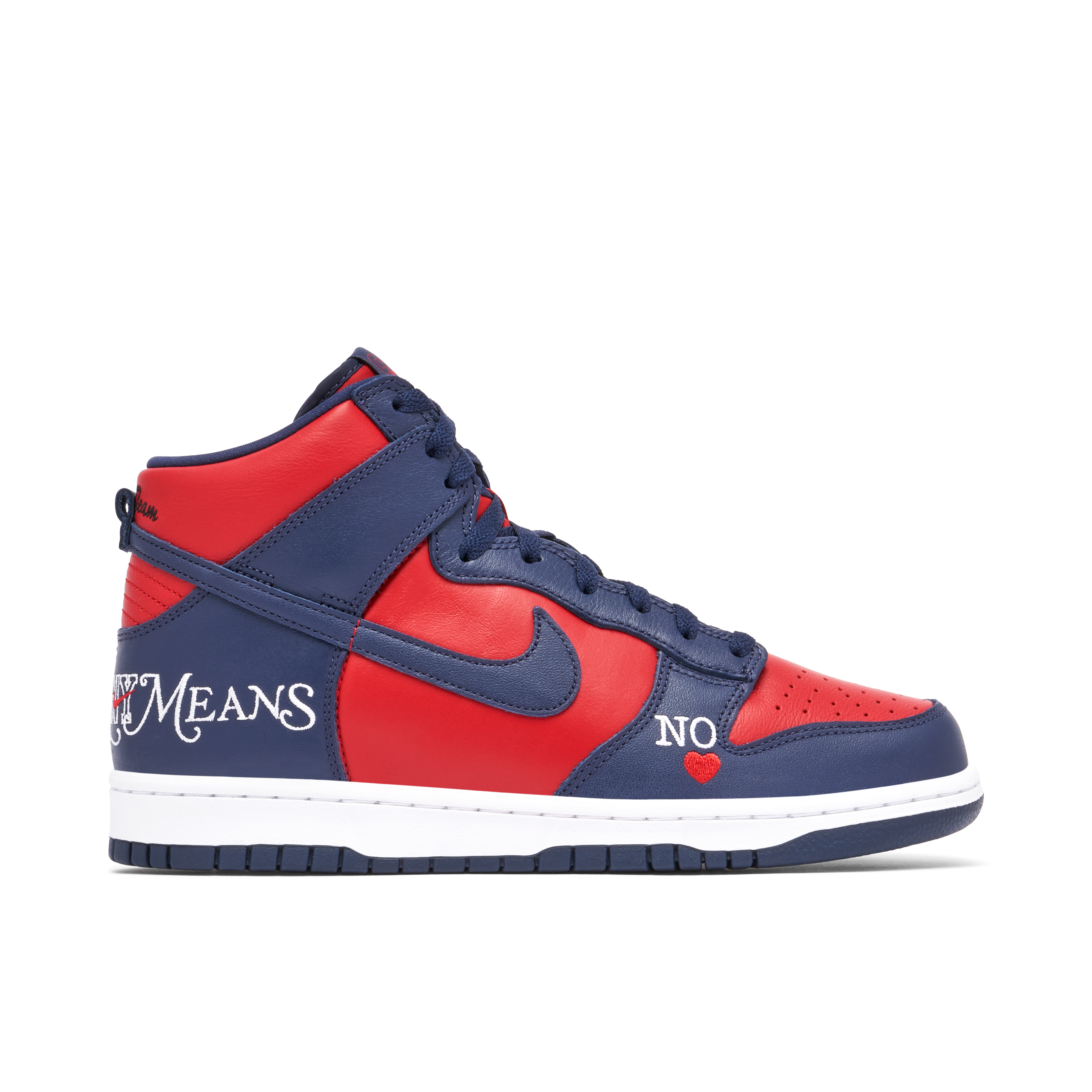 Supreme x Nike SB Dunk High By Any Means Red Navy | DN3741-600 | Laced