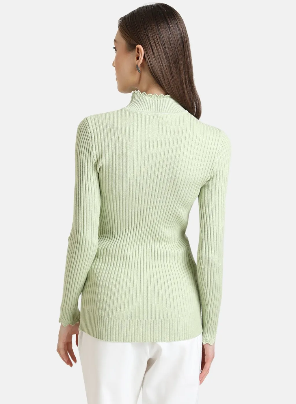 Textured Pullover With Scallop Neck