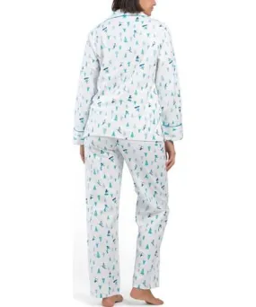 Tj Maxx 2Pc Flannel Ski In Trees Pajama Set For Women