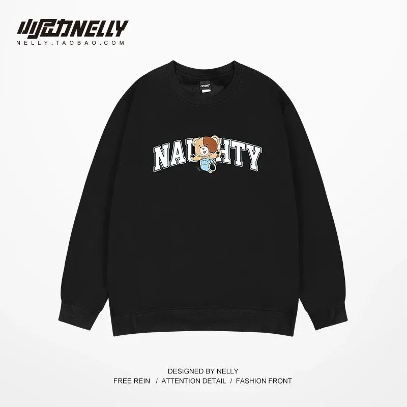 Trendy brand couple round neck sweatshirt for men and women oversize hip-hop street autumn and winter loose retro Japanese style