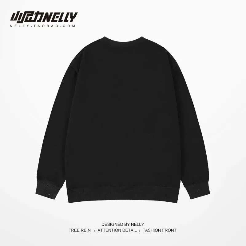 Trendy brand couple round neck sweatshirt for men and women oversize hip-hop street autumn and winter loose retro Japanese style