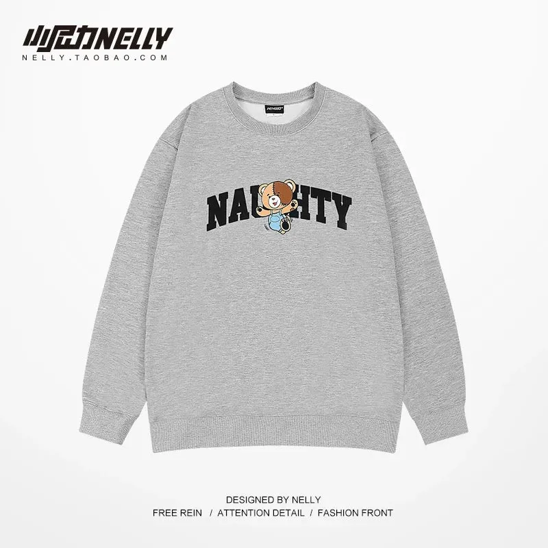 Trendy brand couple round neck sweatshirt for men and women oversize hip-hop street autumn and winter loose retro Japanese style