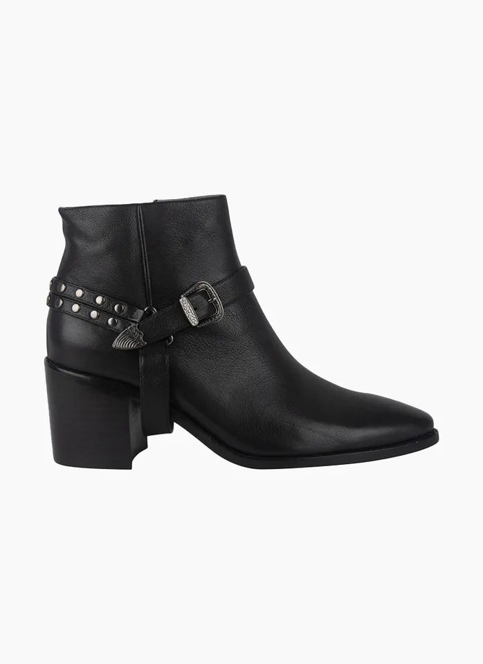 Two in one Western style Ankle Boot -Black