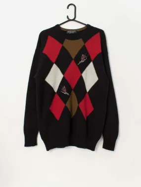 Vintage Jaeger lambswool ski jumper with argyle pattern – Medium