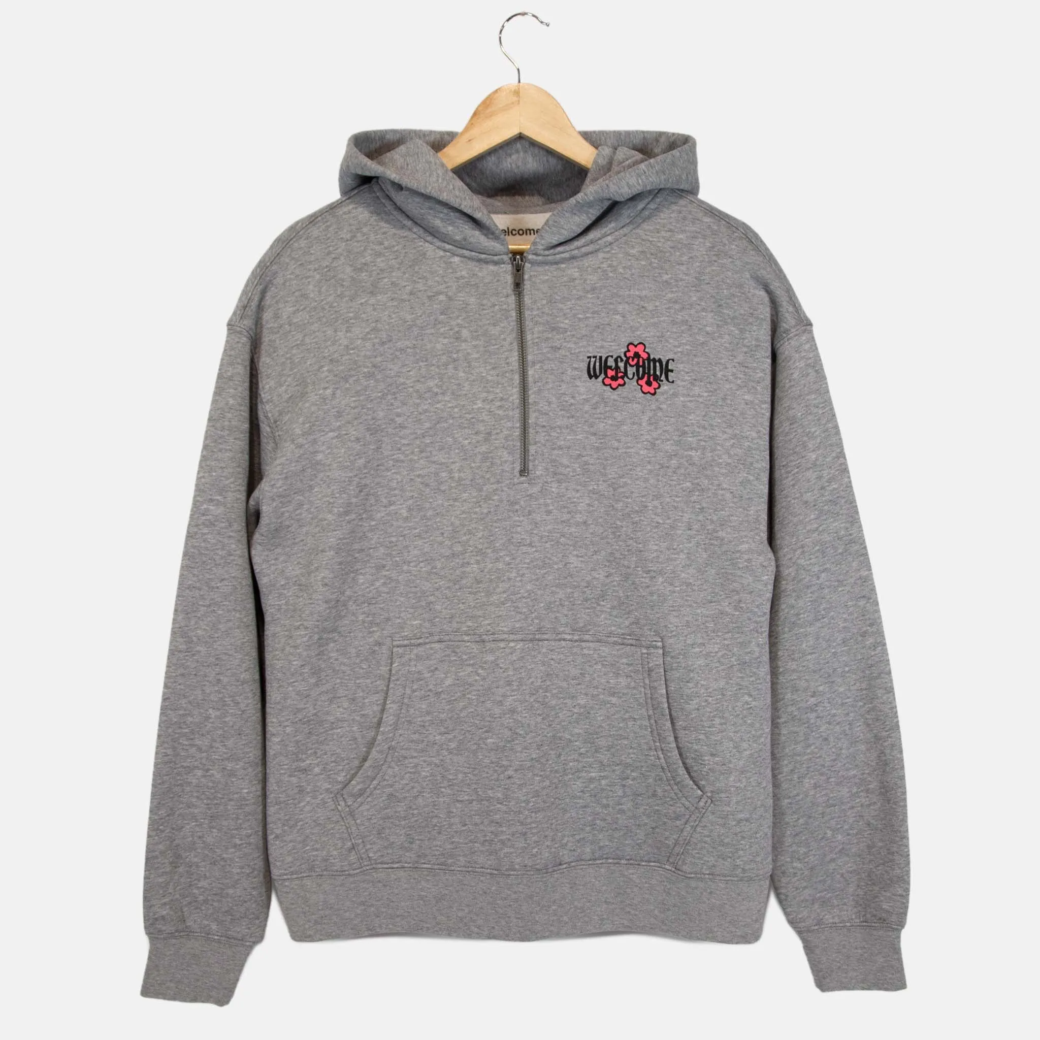 Welcome Skate Store - Never Pullover Half-zip Hooded Sweatshirt - Athletic Heather