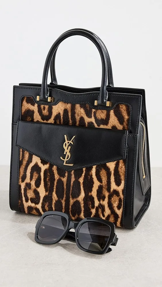 What Goes Around Comes Around   YSL Black Pony Hair Leopard Uptown Small Tote 