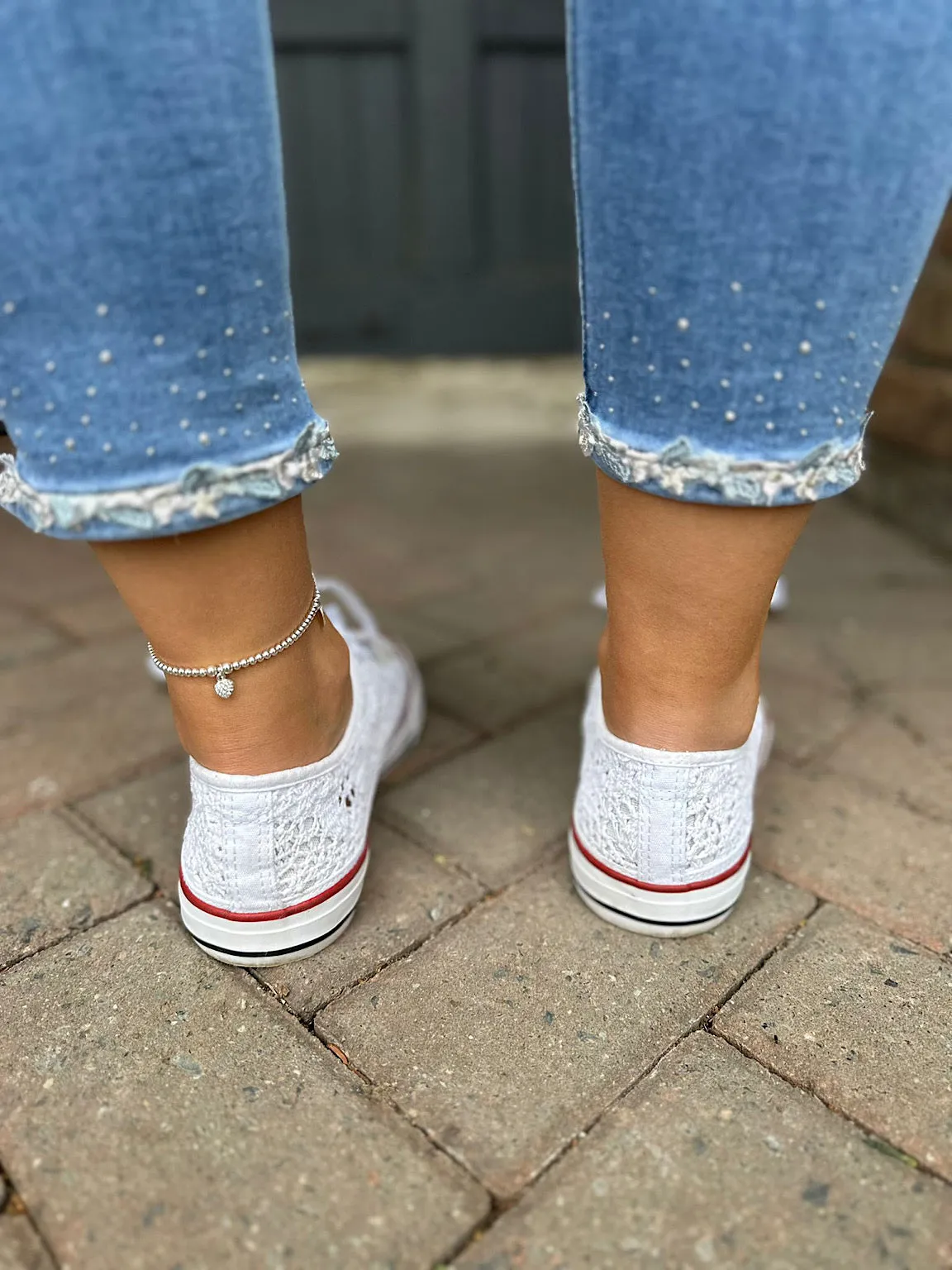 White Crochet Trainers Amanda